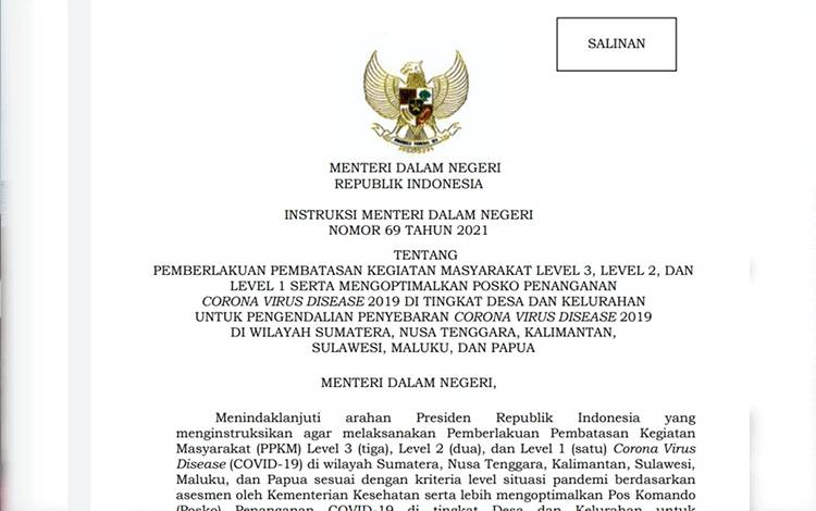 Palangka Raya PPKM Level 2 Selama Natal Hingga Tahun Baru