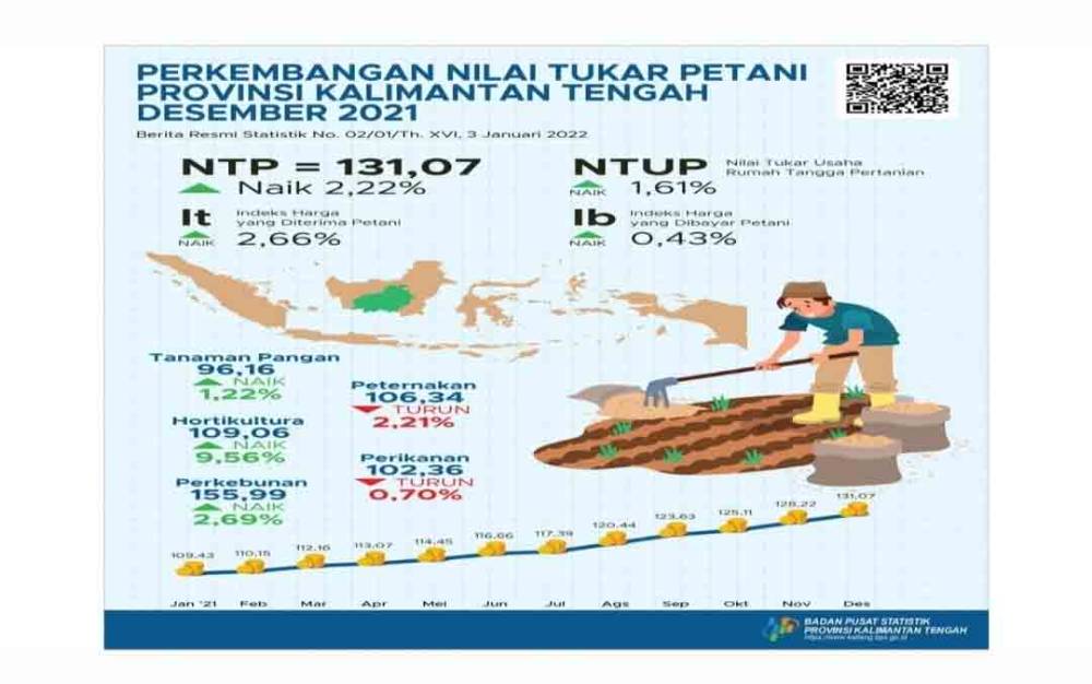 NTP Gabungan Kalteng Desember 2021 Naik 2,22 Persen