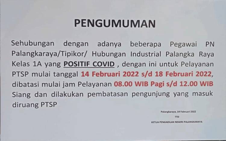 Pegawai PN Terkonfirmasi Positif Covid-19, Pelayanan PTSP Dibatasi