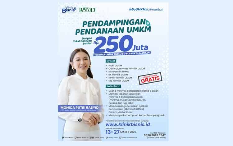 Klinik Bisnis Buka Pendaftaran Mitra UMKM se-Pulau Kalimantan, Total Bantuan Pengembangan Usaha Rp250 Juta