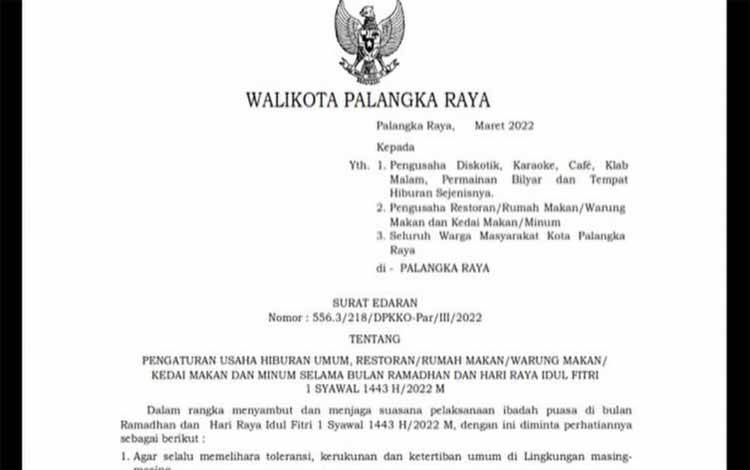 Warga Palangka Raya Dilarang Bunyikan Petasan Selama Ramadan 1443 Hijriah