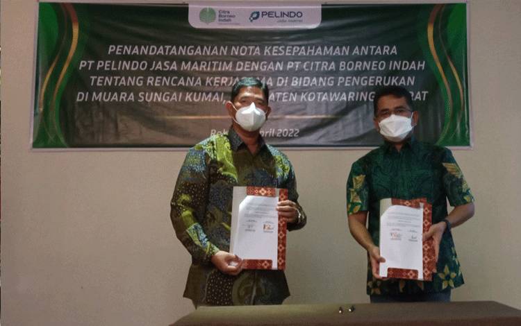 Pengelolaan Alur Sungai Kumai, PT Pelindo Jasa Maritim Jalin Kerjasama dengan CBI Group
