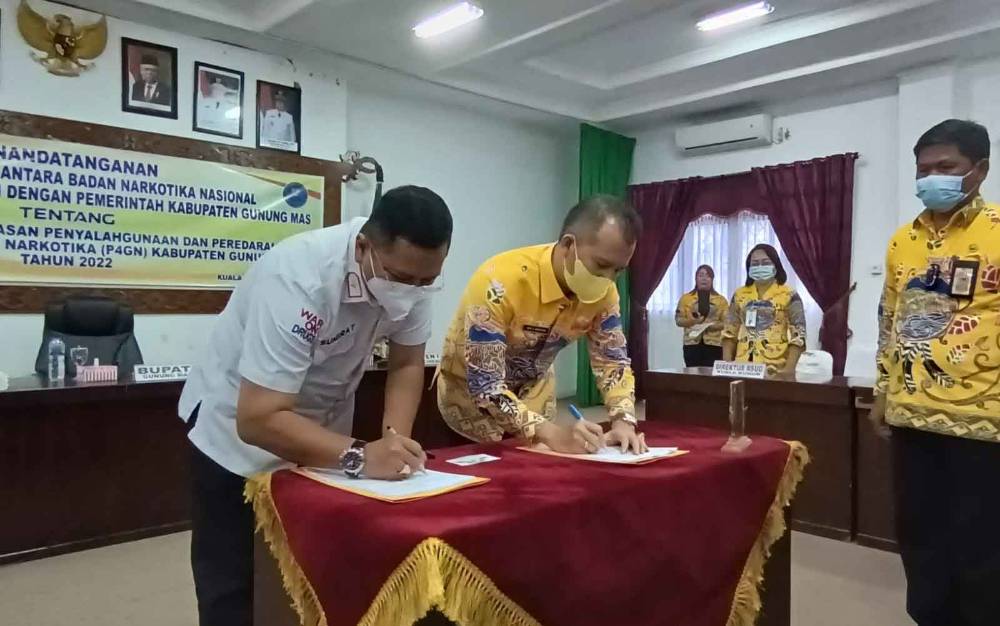 Bupati Gumas Lakukan Penandatanganan Nota Kesepakatan dengan BNN Kalteng