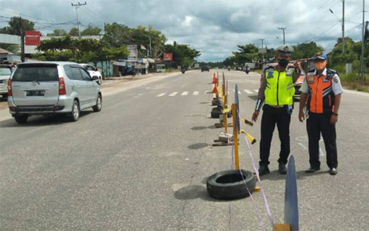 Tekan Laka Lantas, Satlantas Polres Katingan Rekayasa Lalin di Titik Rawan