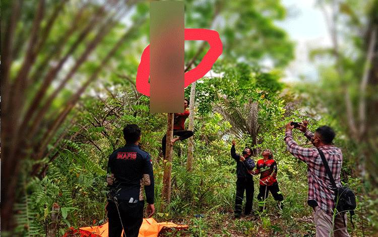 Seorang Pemuda di Palangka Raya Ditemukan Tewas Bunuh Diri di Pohon Karet