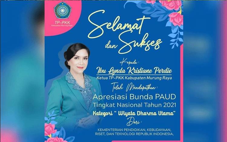 Lynda Kristiane Perdie Raih Penghargaan Apresiasi Bunda PAUD Tingkat Nasional