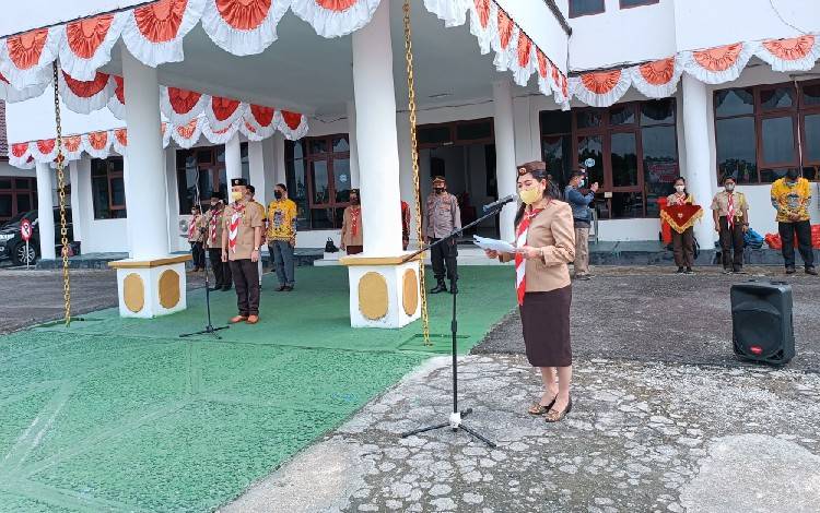 Ketua Kwartir Cabang Gerakan Pramuka Gunung Mas Katakan ini di Pelepasan Peserta Jambore Nasional XI