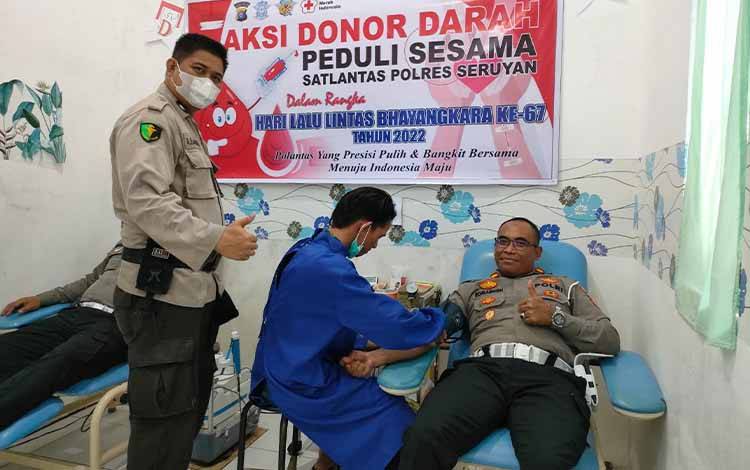 Sambut Hari Lalu Lintas, Satlantas Polres Seruyan Gelar Donor Darah