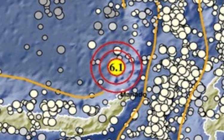 Gempa dengan Magnitudo 6,1 Terjadi di Barat Daya Kepulauan Sitaro
