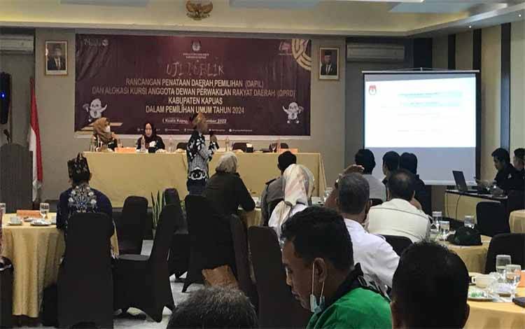 Parpol Sambut Baik Uji Publik Rancangan Penataan Dapil dan Alokasi Kursi DPRD Digelar KPU Kapuas