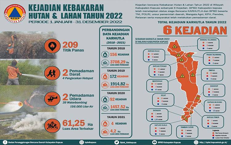 6 Kejadian Karhutla di 3 Kecamatan di Kapuas Terjadi Sepanjang 2022
