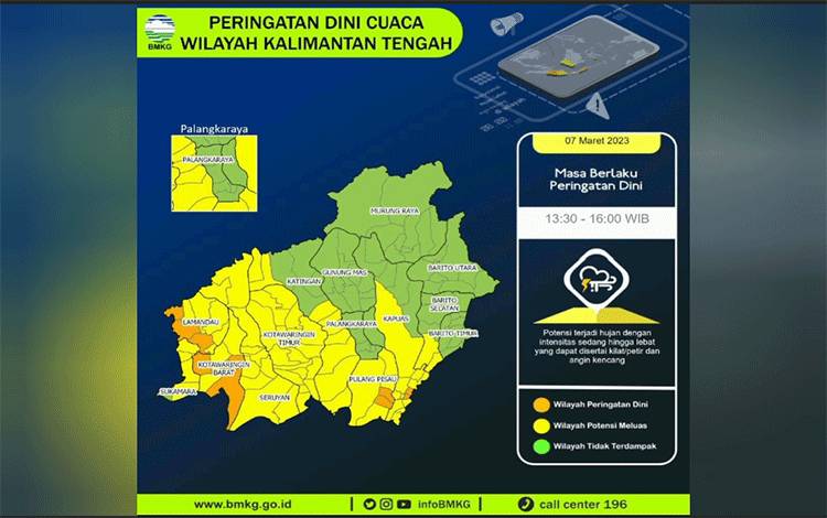 Kalteng Sepekan Kedepan Berpotensi Hujan Sedang