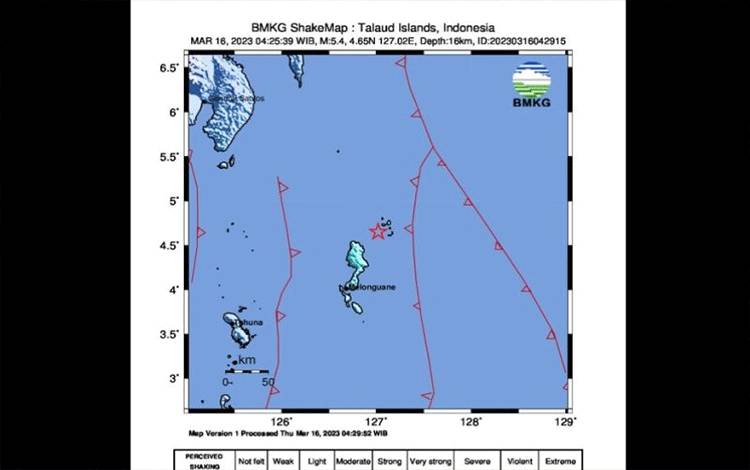 Gempa M5,4 di Kepulauan Talaud Akibat Aktivitas Lempeng Laut Maluku