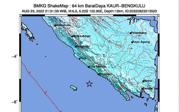 Gempa Magnitudo di Kedalaman 27 Km Guncang Bengkulu