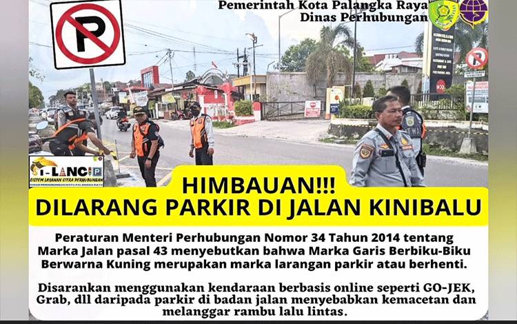 Dishub Palangka Raya Larang Masyarakat Parkir di Jalan Kinibalu