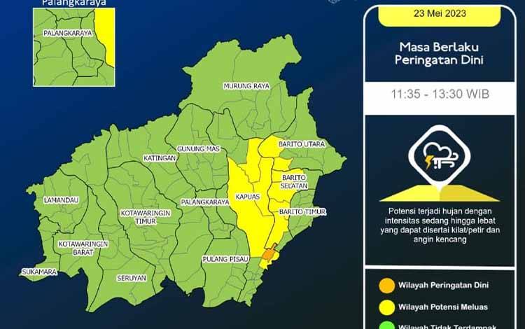Kalteng Berpotensi Hujan Ringan Hingga Lebat