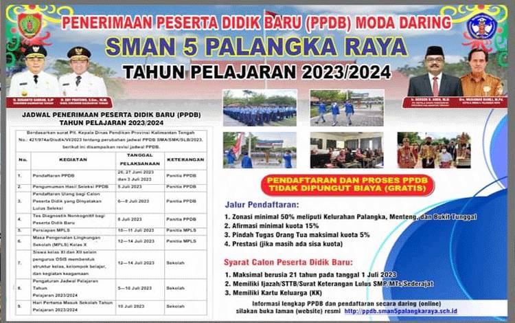 Penerimaan Peserta Didik Baru SMAN 5 Palangka Raya Gunakan Moda Daring