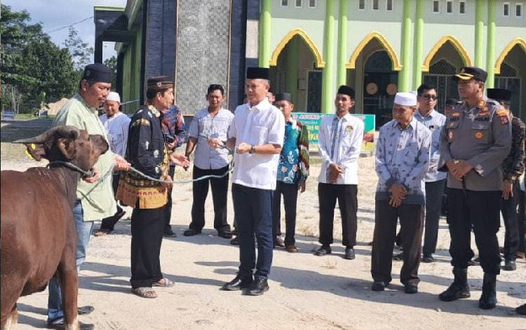 Bupati Gunung Mas Serahkan Bantuan Hewan Kurban kepada Dewan Masjid Indonesia