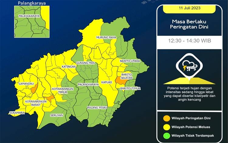 Sepekan Kedepan Kondisi Cuaca Kalteng Umumnya Berawan Hingga Hujan Ringan