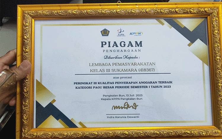 Lapas Sukamara Terima Penghargaan dari KPPPN Pangkalan Bun?