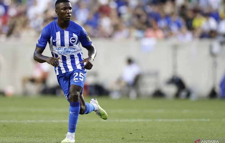 Moises Caicedo saat bermain untuk Brighton & Hove Albion dalam pertandingan melawan Newcastle di Red Bull Arena, New Jersey, Amerika Serikat pada 28 Juli 2023. ANTARA/AFP/ADAM HUNGER