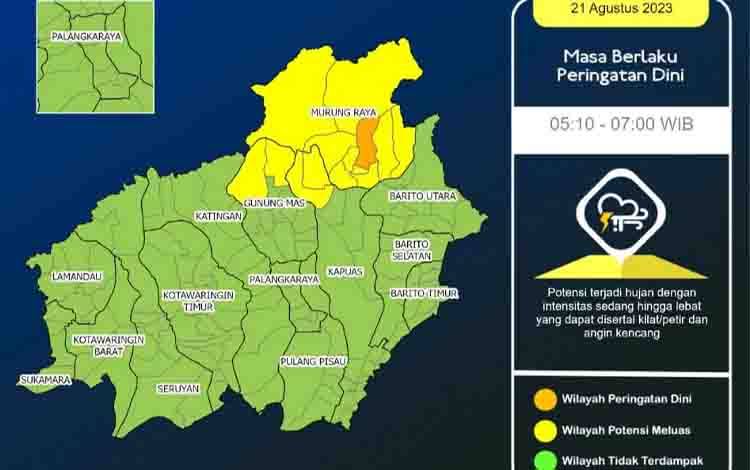 Pekan Ini Provinsi Kalteng Berpotensi Hujan Ringan