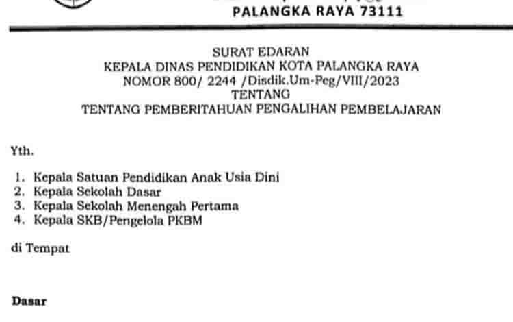 Sukseskan Tablig Akbar Habib Umar bin Hafidz, Disdik Palangka Raya Keluarkan Surat Edaran