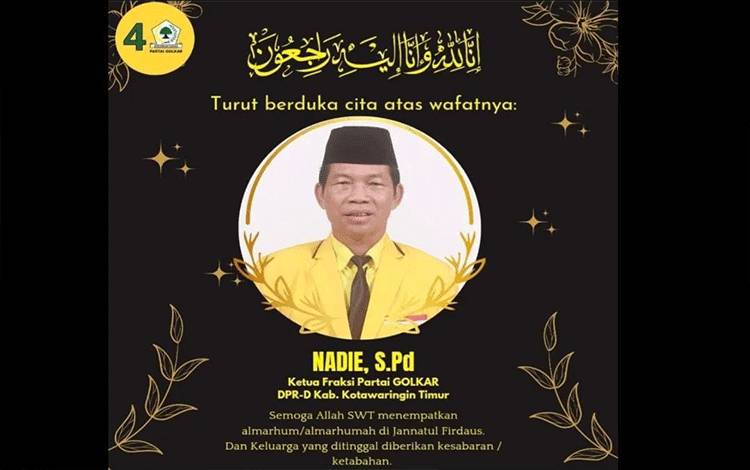 Ketua Fraksi Partai Golkar DPRD Kotim Nadie Meninggal Dunia