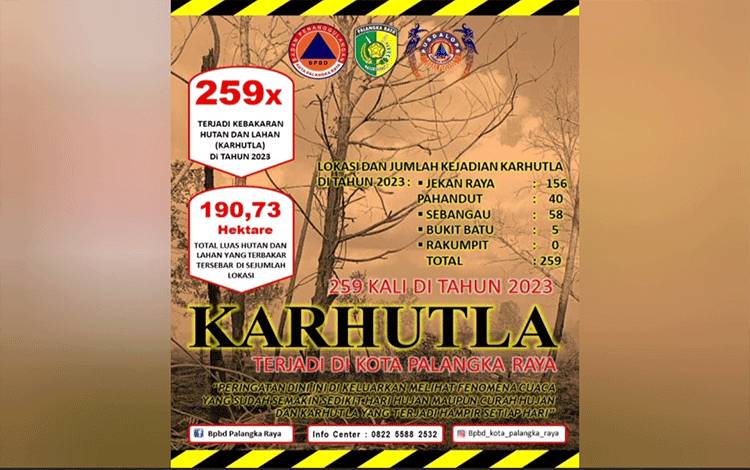 Januari-September 2023, 259 Kejadian Karhutla di Palangka Raya