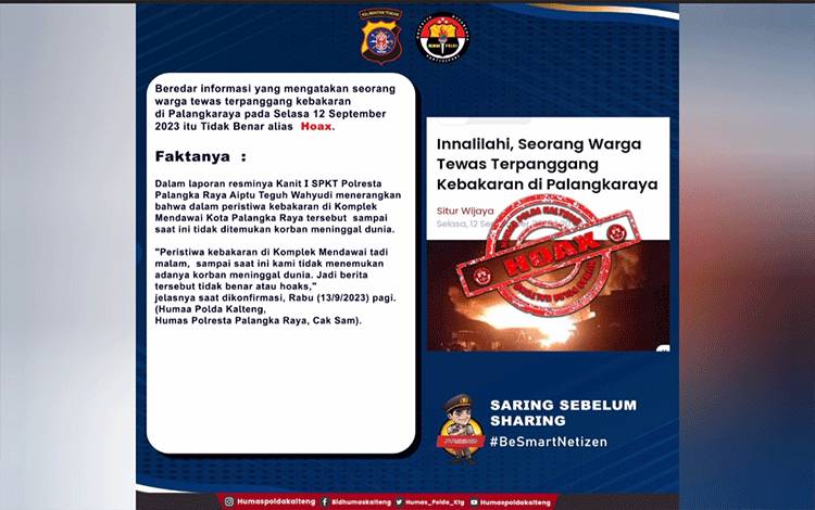 Warga Mendawai Tewas Terpanggang, Kabid Humas : Itu Hoaks