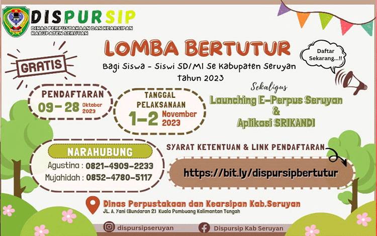 Dispursip Seruyan Gelar Lomba Bertutur, Ini Jadwalnya
