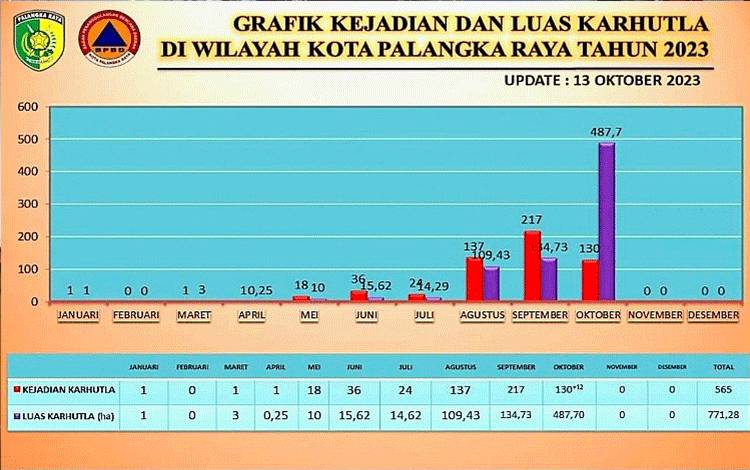 Luas Lahan Terbakar di Palangka Raya Oktober 2023 Mencapai 487,7 Hektare