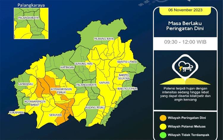Kalteng Sepekan Kedepan Berpotensi Hujan Sedang Hingga Lebat