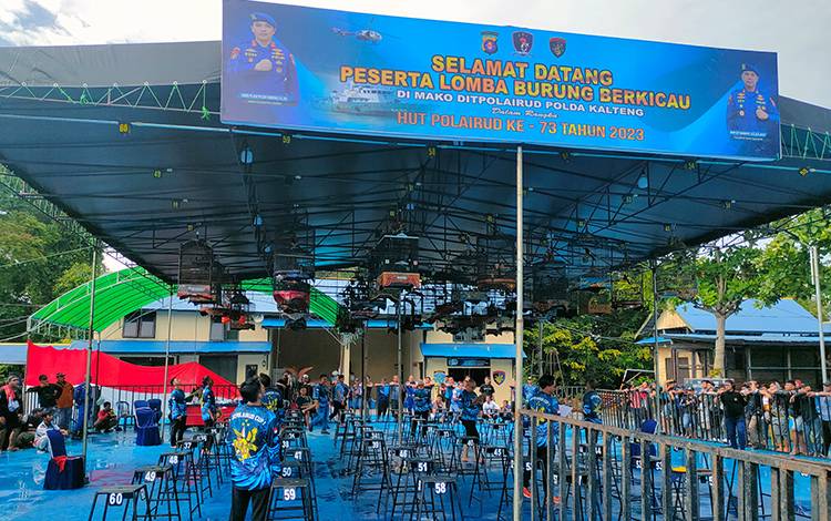 Ribuan Peserta Ramaikan Lomba Burung Berkicau di Markas Ditpolairud Polda Kalteng