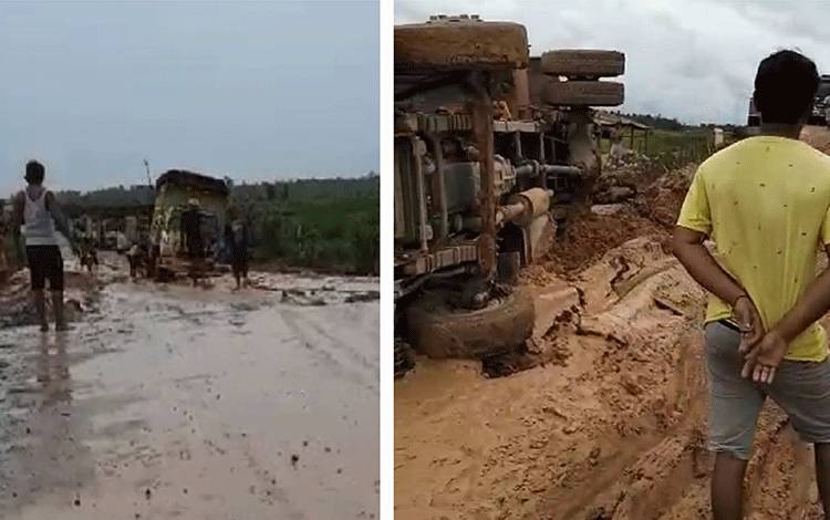 Macet Hingga Truk Terguling di Jalan Ahmad Saleh Km 33