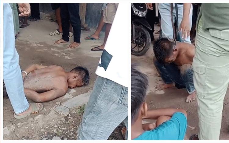 Jambret Ibu-Ibu, Pelaku Bonyok Diamuk Massa di Kobar