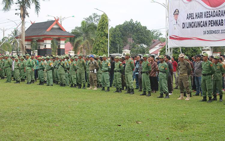 Pemkab Barito Timur Gelar Apel Kesiapsiagaan Satpol PP dan Satlinmas