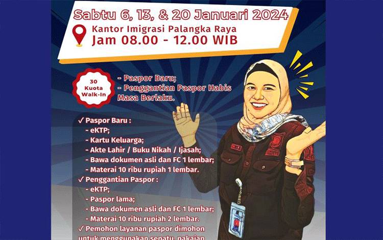 Imigrasi Palangka Raya Gelar Layanan Paspor Simpatik Akhir Pekan