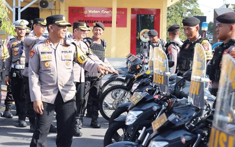 Kapolres Kobar Pimpin Apel Kesiapan Pemilu Serta Penanggulangan Bencana