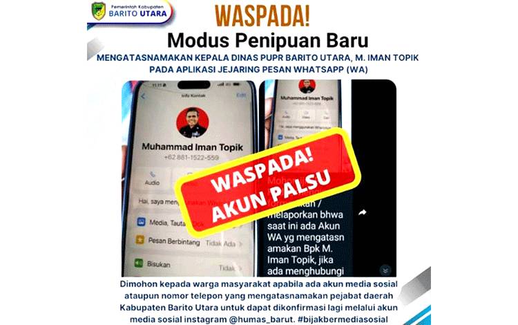 Diskominfosandi Barito Utara Kembali Imbau Warga Waspada Akun Palsu Pejabat