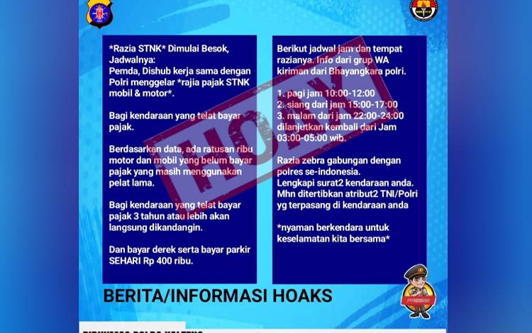 Tim Virtual Police Bidhumas Polda Kalteng Tegaskan Informasi Razia STNK Hoaks