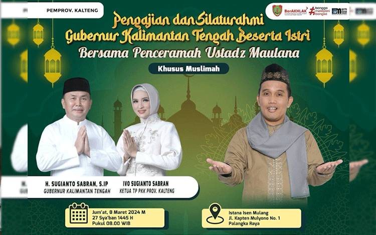 BPSDM Kalteng Ajak Muslimah Hadiri Pengajian dan Silaturahmi Gubernur Sugianto, Cek Waktu dan Tempatnya