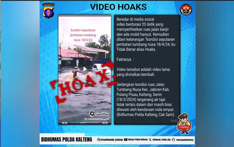 Video Mobil Hanyut di Jembatan Tumbang Nusa Adalah Hoaks