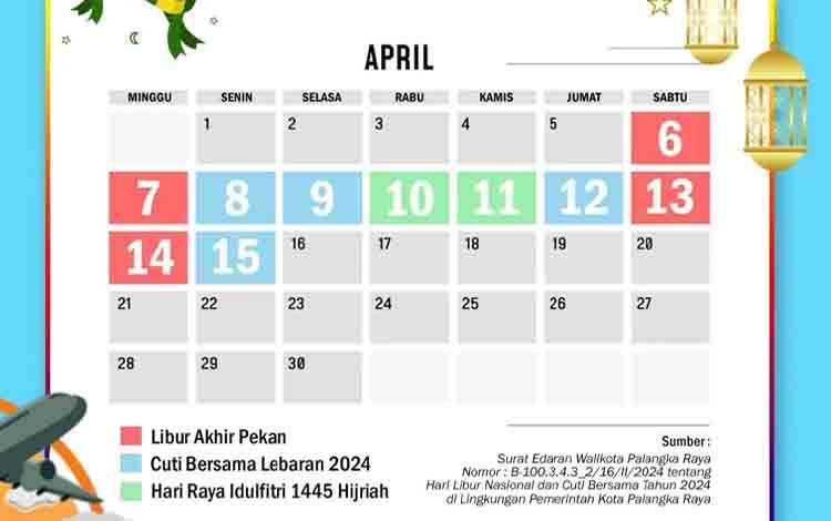 Catat! Ini Tanggal Libur dan Cuti Bersama Idul Fitri ASN Pemko Palangka Raya