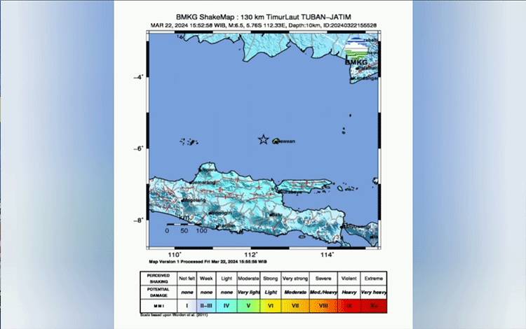 Gempa Berkekuatan 6.5 Skala Richter Guncang Tuban, Terasa Hingga Palangka Raya