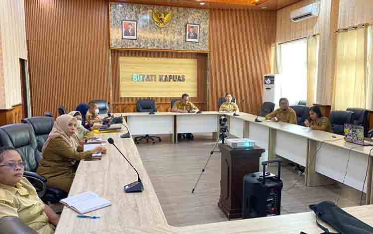 Pemkab Kapuas Ikuti Apel Siaga Pengamanan Pasokan Harga Pangan Jelang Idul Fitri Secara Virtual