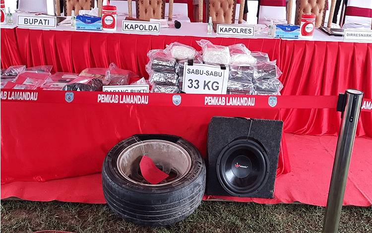 Sabu 33 Kg Diselipkan di Ban Serep dan Sound Mobil untuk Kelabuhi Polisi