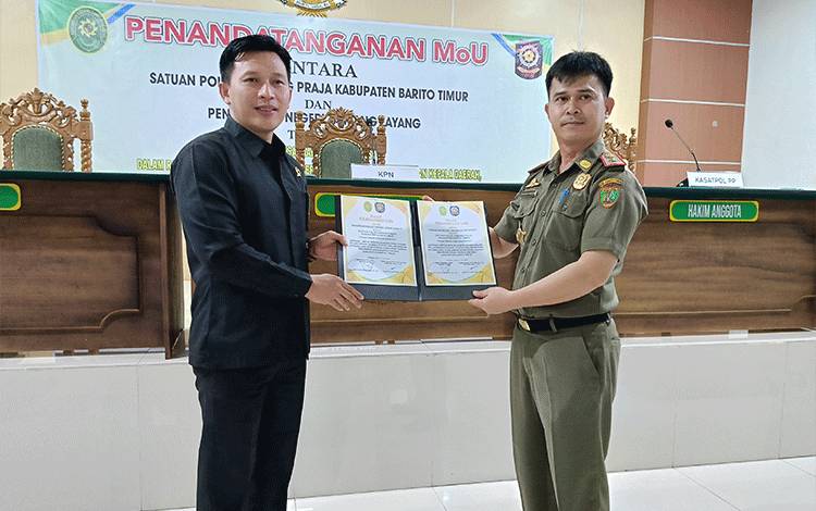 Satpol PP Barito Timur dan Pengadilan Negeri Teken MoU Optimasi Penegakan Perda