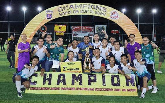Polres Barito Timur Raih Posisi Runner Up Turnamen Minisoccer Kapolda Kalteng Cup III 2024