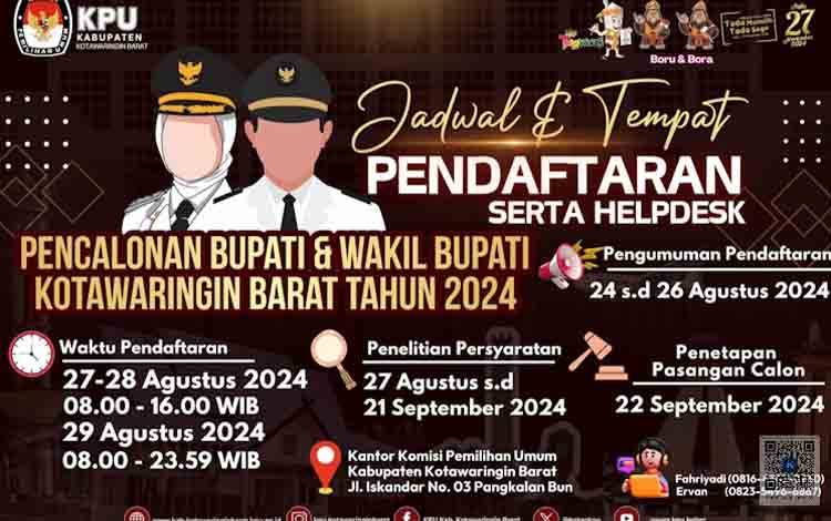 KPU Kobar : Ini Jadwal Pendaftaran Calon Bupati dan Wakil Bupati 2024